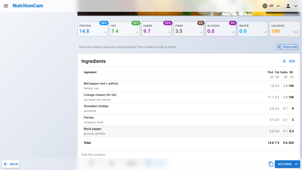 The ingredient list on Standard accounts is fully editable — add, search, and remove ingredients.